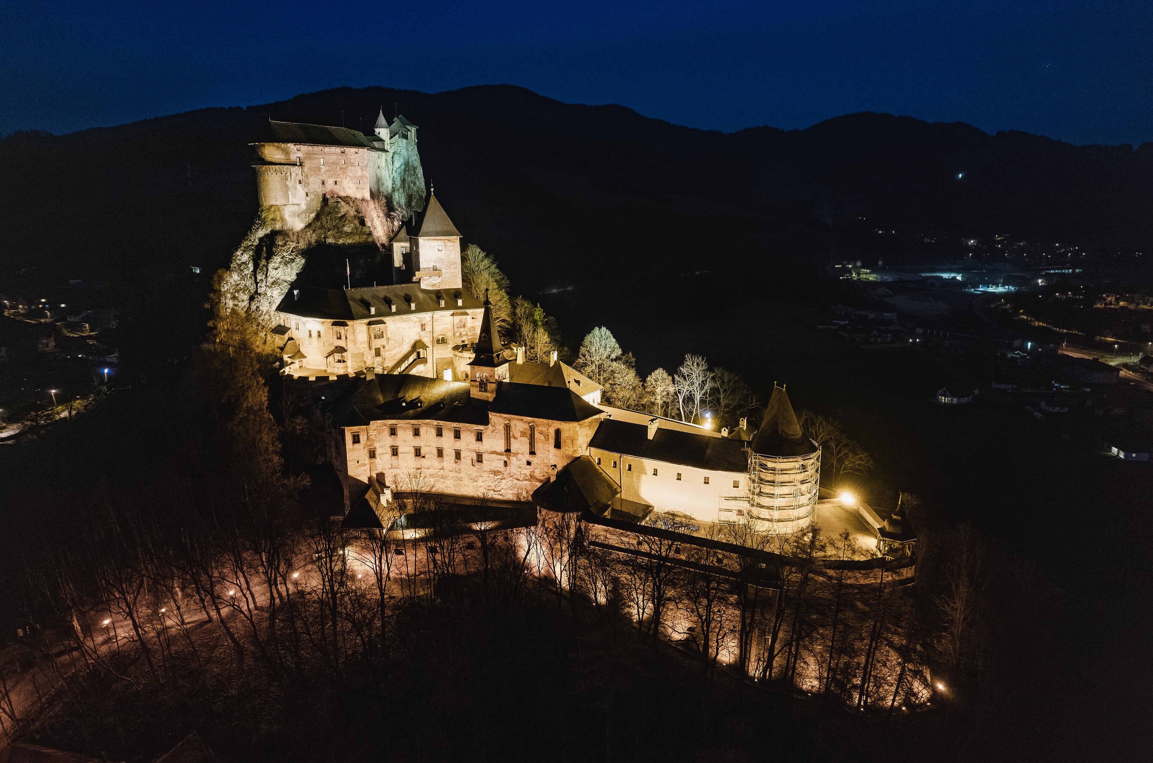 Orava Castle stacked on a river rock above the Orava